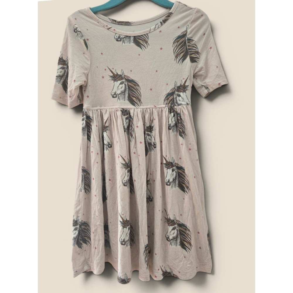 Pink Chicken Girls Pink Unicorn Star Print Short Sleeve Jersey Dress Size 2Y